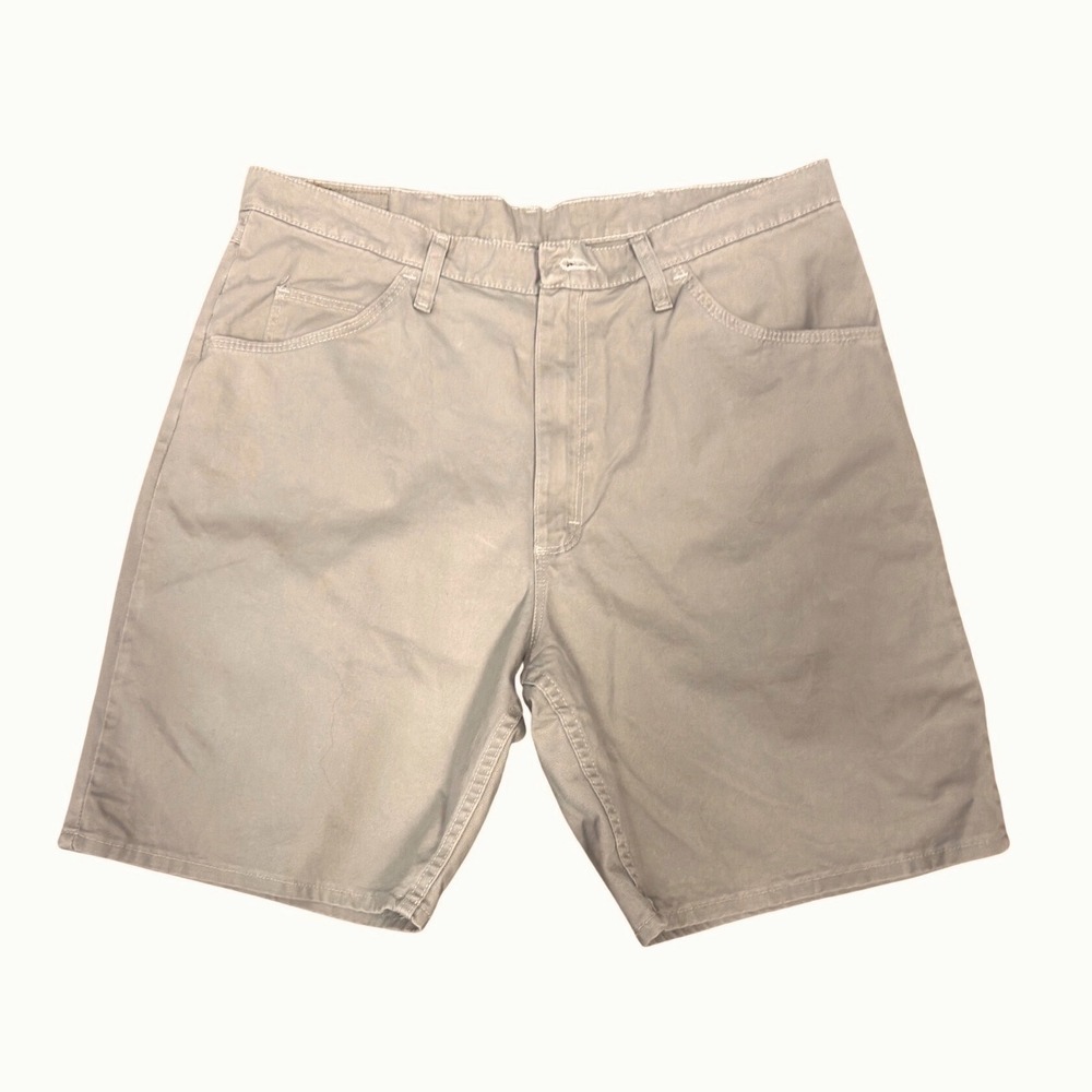 Wrangler Authentic Jeans Mens Tan Denim Shorts Size 34 Classic 5-Pocket Cotton